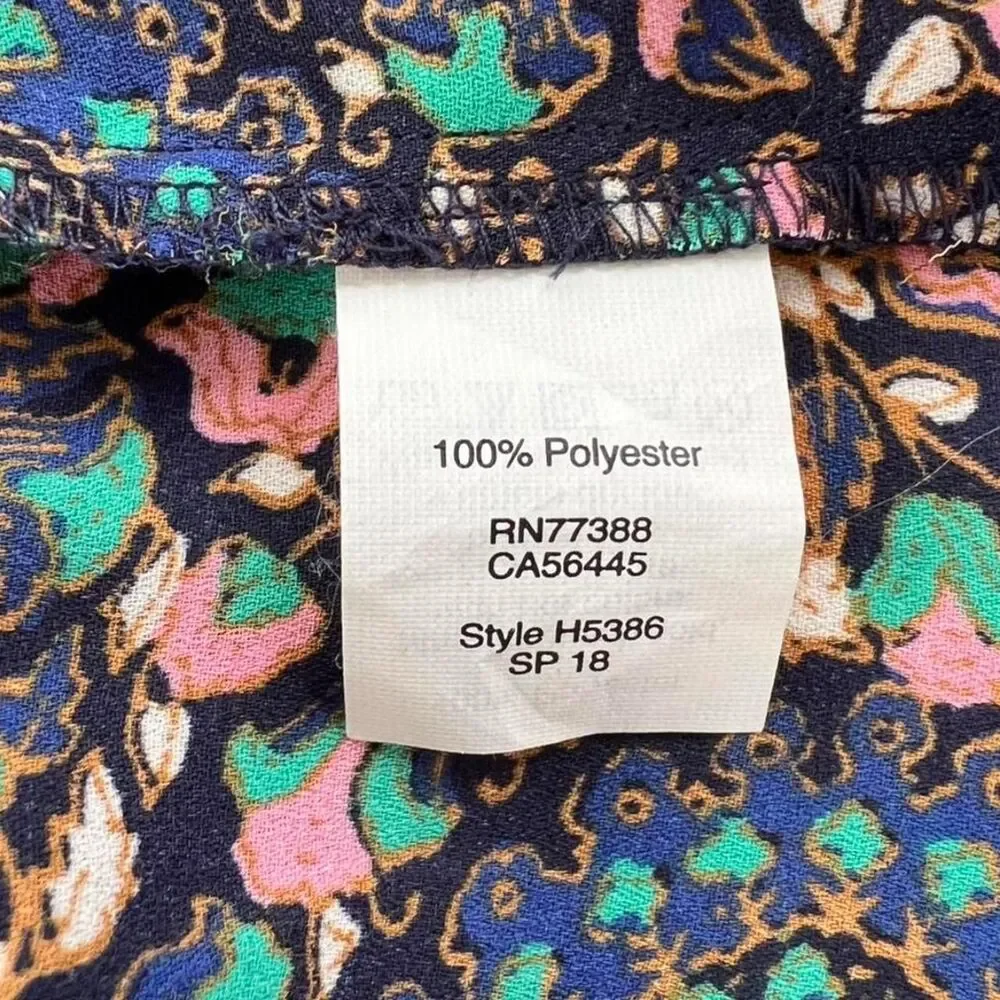 Peasant Blouse with Bell Sleeves Navy Multicolor J.Crew Women's Small